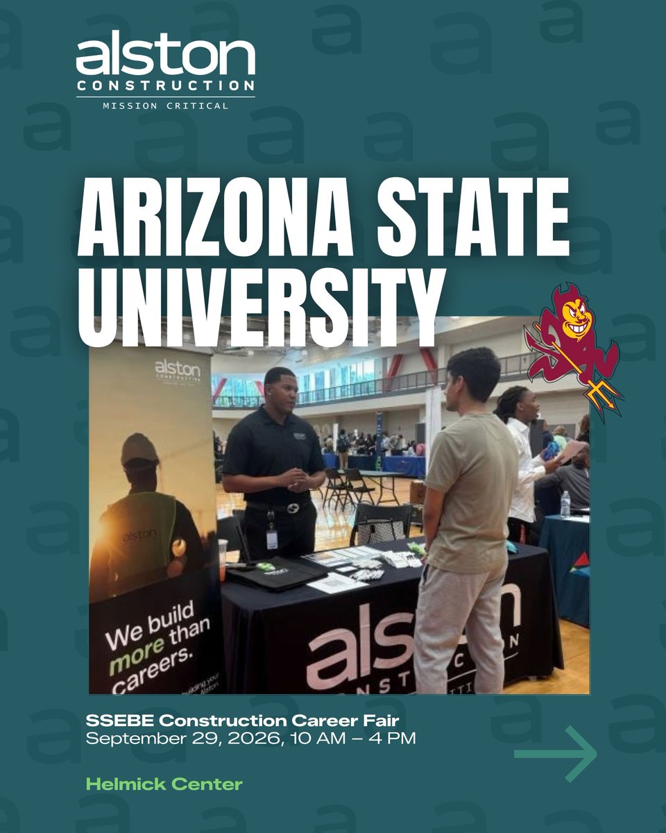 alstonconstruct's tweet photo. Alston is on the road this week for four career fairs! 🚧
📍 Arizona State University, Tempe, AZ
📍 Murray State University, Murray, KY
📍 Kennesaw State University, Marietta, GA
📍 University of Alabama, Tuscaloosa, AL

Stop by and meet the team! #BuildYourCareer #GrowWithUs https://t.co/4aS9Hv2u23