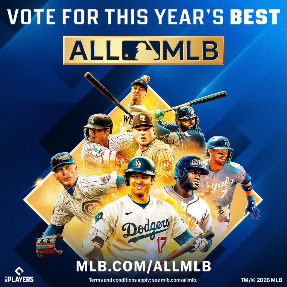 30R9gmaMUy3guDJ's tweet photo. オールMLBチームの候補選手を発表！
日本人選手からは5人が候補に👀
↓
指名打者:大谷翔平
先発投手:山本由伸
外野手:鈴木誠也
三塁手:岡本和真
一塁手:村上宗隆
.
ファン投票や専門家の投票でファーストチーム＆セカンドチームを選出
📷@MLB https://t.co/KckL5PqtbL