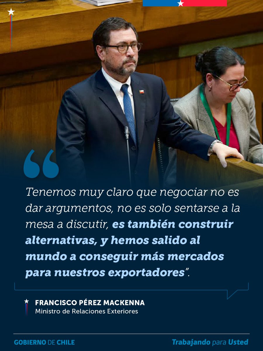 Minrel_Chile's tweet photo. Combatir el crimen organizado, defender nuestra soberanía y abrir oportunidades de trabajo para los chilenos: estas son las prioridades de la política exterior que reafirmó hoy el canciller Francisco Pérez Mackenna ante el Congreso. 🇨🇱 https://t.co/sLDuo6s3nE