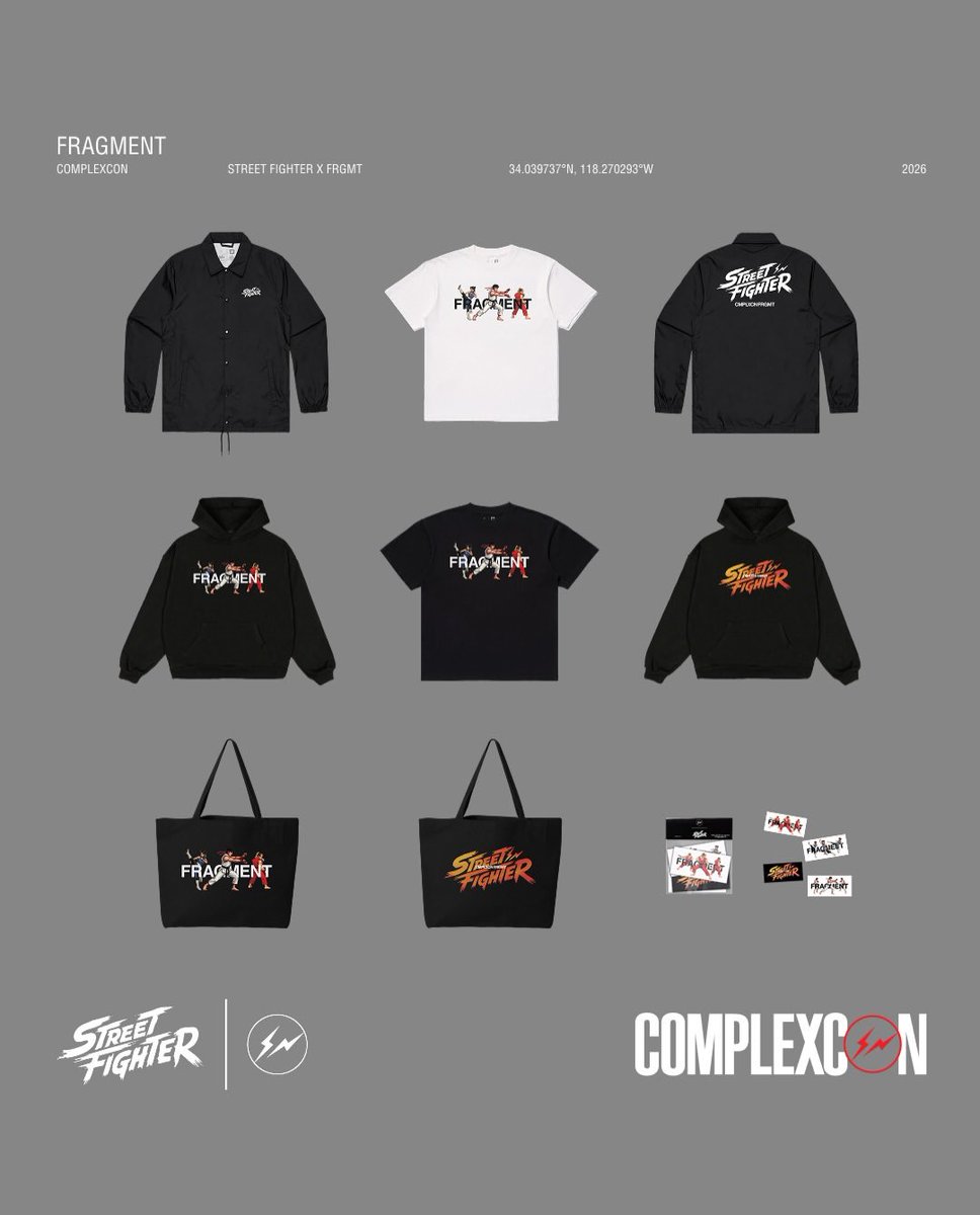 fullress's tweet photo. ComplexCon Las Vegas 2026が「藤原ヒロシ / フラグメント」を迎え、10/3 &amp; 10/4 開催 (コンプレックスコン Hiroshi Fujiwara FRAGMENT)

・「FRAGMENT」×「ストリートファイター」とのコラボが登場

https://t.co/2ZLpIDxtD2 https://t.co/e7ExBTa72C