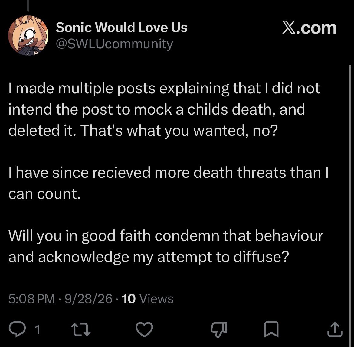 W53Metal's tweet photo. Sonic Would Love Us is my bitch. 🦾 https://t.co/EG0DvFZQ0z