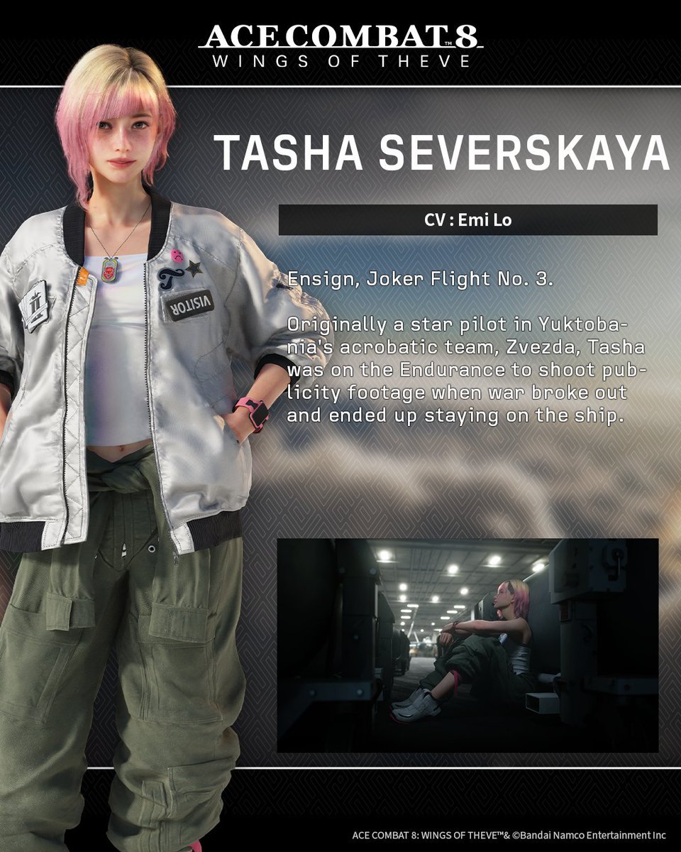 KitsuneSqueak's tweet photo. Now that early access is available, let's make this extra official! I'm honored to be the English voice of Tasha in #AceCombat8! Everyone worked super hard on this game and it shows, so please give it a chance! I hope you enjoy Tasha's journey and growth with Joker Flight! https://t.co/L04Tmd3mo7