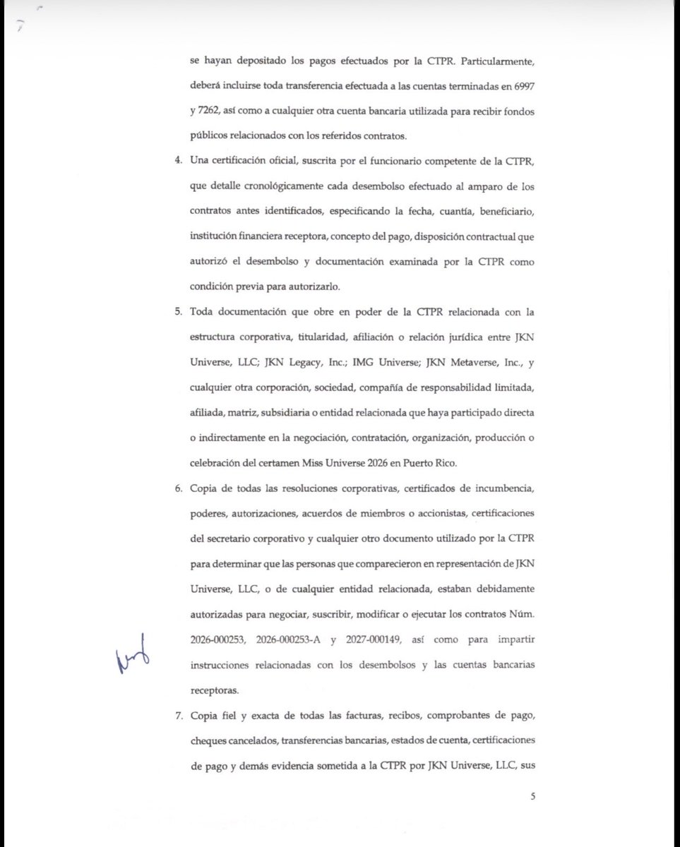 MillyMendezpr's tweet photo. Senado pide a Turismo q entregue el expediente completo para poder determinar cómo se contrataron los servicios de Miss Universe, cuánto dinero público se ha pagado, a quién se pagó, a qué cuentas fue el dinero, quién autorizó las transacciones y qué controles utilizaron https://t.co/Abt1c6s1jc