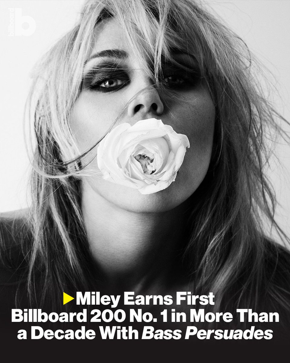 billboard's tweet photo. .@miley (aka Miley Cyrus) has scored her first #Billboard200 No. 1 album in over a decade with 'Bass Persuades.' 💿

More details: https://t.co/tEz2kPROKt https://t.co/R2Na3jEiK9