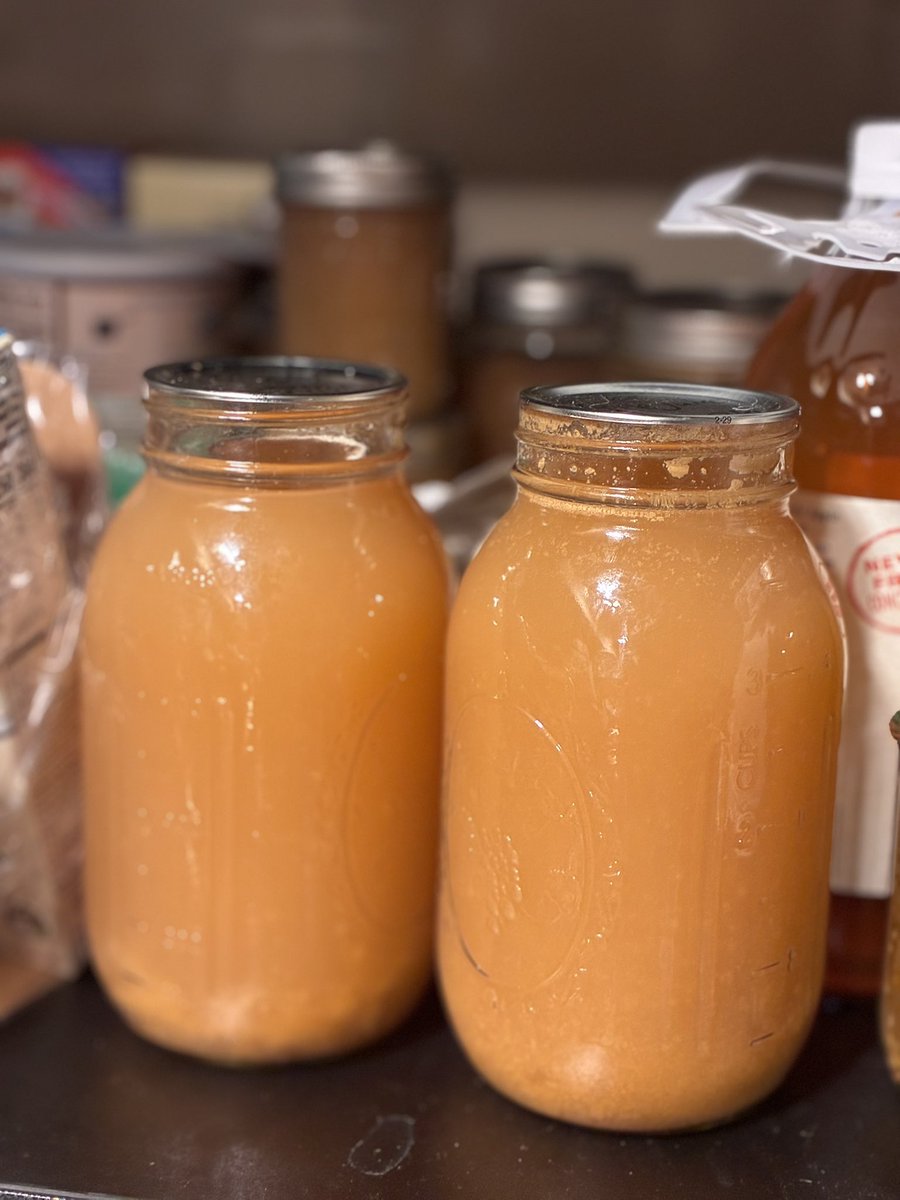 WonderWomaNinja's tweet photo. My 2 qts of apple juice I made from 10lbs of apples. Liberty apples. Gonna go pick up more today! Wish it was my tree. $1/lb. It’s a small amount but I’m happy since I’ve never done it before! https://t.co/lOFrg6JXi3