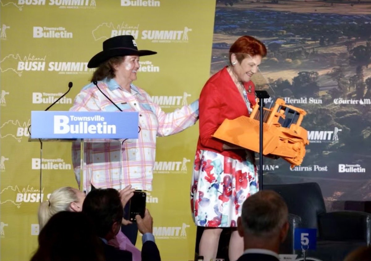 MargieJay50's tweet photo. Here is the bottom line - Do people who will vote for #PaulineHansonOneNation of those thinking about voting for this party, really want Gina Rinehart to run Australia because that is what will happen.

‘Off you go’ said super rich Rinehart to her lapdog, Hanson.
#4corners https://t.co/I1mS030UmT