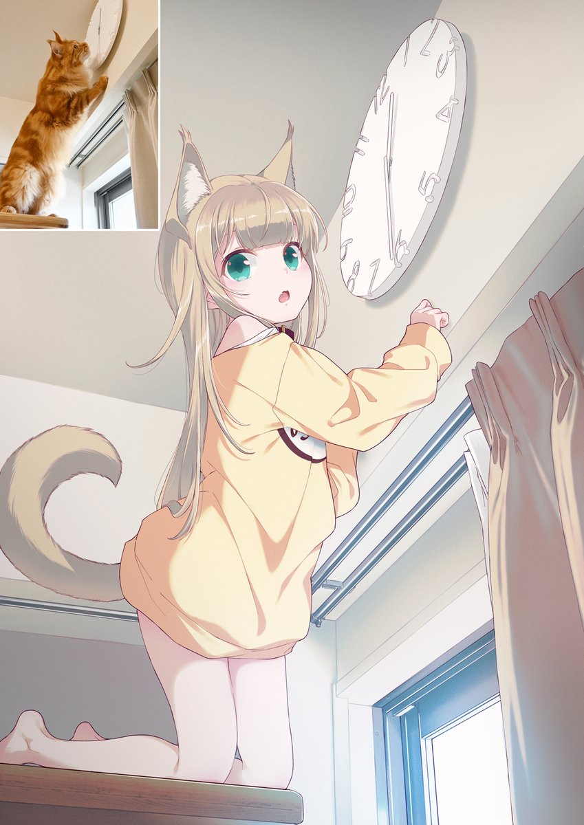 40hara's tweet photo. 時間が合わないと思ったら…⏰🐈 https://t.co/zQ3V7eWVXZ