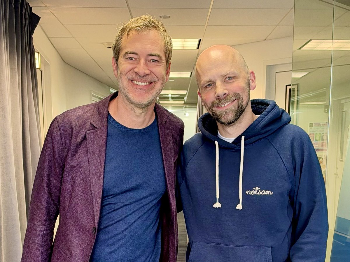 SamRobertsSXM's tweet photo. Loved spending time with @MarkDuplass this morning and look forward to the camping trip. Check out the new season of The Creep Tapes on @Shudder and listen to our conversation now on the @SIRIUSXM app! https://t.co/iDOvcUkCft