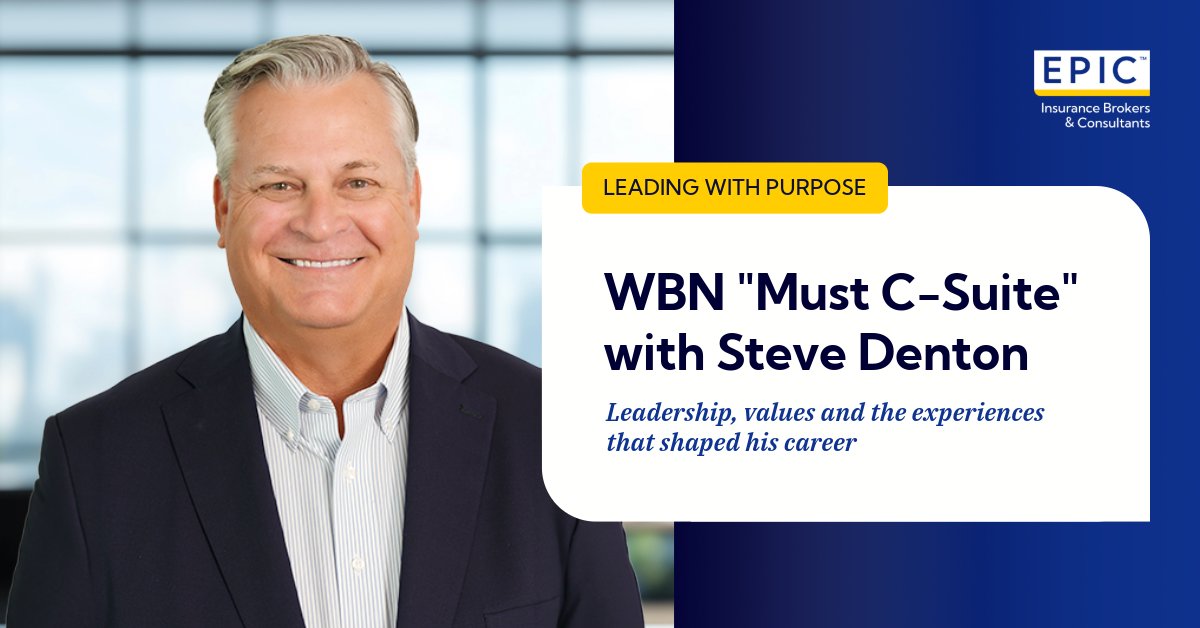 EPIC_Insurance's tweet photo. In the latest episode of WBN’s Must C-Suite, Steve shares a personal look at the experiences, values, and influences that have shaped his approach to leadership and life.

▶️ Watch the full conversation with Steve on WBN: https://t.co/fbDkyu63Cf

#EPICInsurance #Leadership https://t.co/ROJzADGDpT