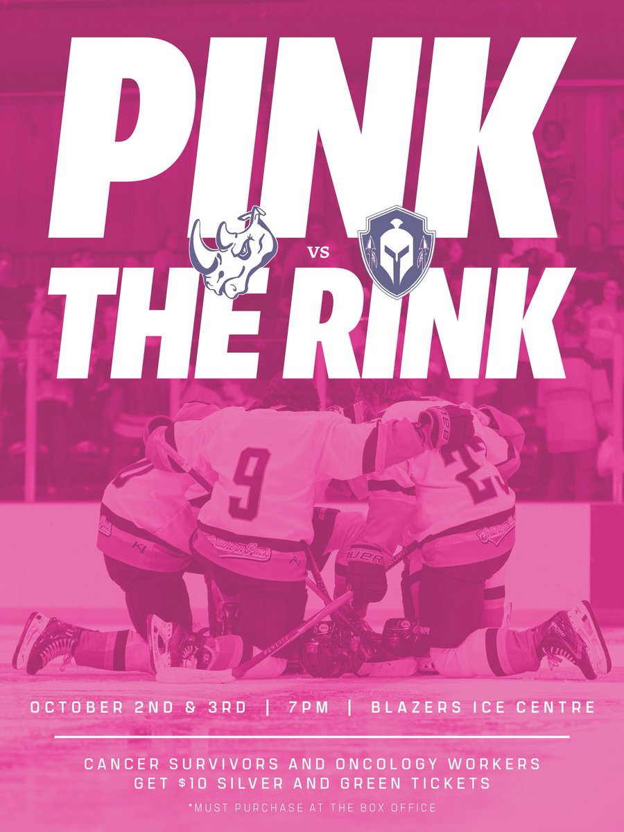 OKWarriors_NAHL's tweet photo. Oklahoma, get ready to pink-out Blazer Ice Centre this Friday and Saturday! Cancer survivor and oncology workers get $10 off tickets at the box office!

#FightLikeWarriors  ⚔️  #OklahomaHockey https://t.co/nggkoksC0j