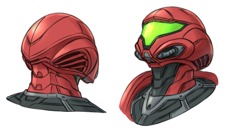 Noababoa's tweet photo. More detailed sketches on my new design for Samus's helmet. #Metroid https://t.co/cAKTntLDPh