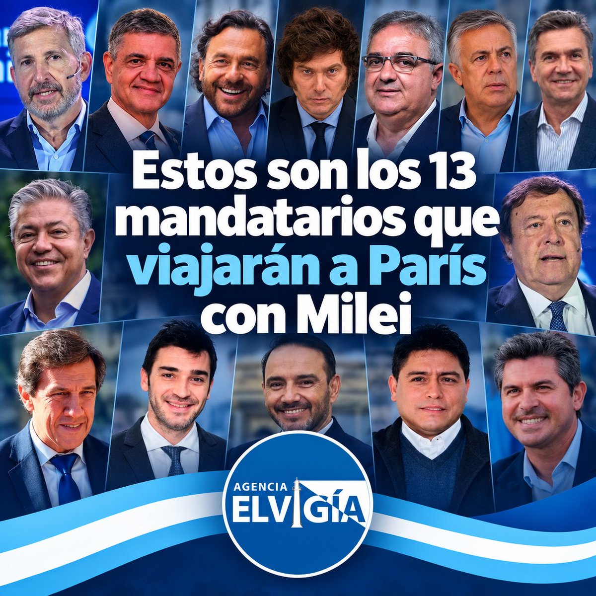 AgenciaElVigia's tweet photo. POLÍTICA | ARGENTINA WEEK EN PARÍS

Estos son los 13 mandatarios que viajarán a París con Milei

Doce gobernadores y el jefe de Gobierno porteño integrarán la comitiva que acompañará al presidente Javier Milei a la Argentina Week, prevista del 30 de septiembre al 2 de octubre. La delegación reúne a dirigentes de distintos espacios políticos y deja afuera al gobernador bonaerense Axel Kicillof.  

Los gobernadores que viajarán son Rolando Figueroa (Neuquén), Gustavo Sáenz (Salta), Rogelio Frigerio (Entre Ríos), Alfredo Cornejo (Mendoza), Leandro Zdero (Chaco), Juan Pablo Valdés (Corrientes), Raúl Jalil (Catamarca), Alberto Weretilneck (Río Negro), Carlos Sadir (Jujuy), Marcelo Orrego (San Juan), Claudio Vidal (Santa Cruz) e Ignacio Torres (Chubut). También participará Jorge Macri, jefe de Gobierno de la Ciudad de Buenos Aires. 

Los mandatarios buscarán presentar oportunidades de inversión para sus distritos, especialmente en energía, minería y producción. La presencia de este grupo también se da en medio de las negociaciones entre la Casa Rosada y las provincias por la agenda legislativa. 

📲 Más información en https://t.co/Uze8bSuUB9

#Gobernadores, #ArgentinaWeek, #JavierMilei, #AxelKicillof, #París, #AgenciaElVigía