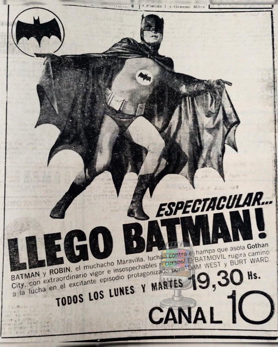 atrapamepasado's tweet photo. 🌊¡Batman llegó a Mar del Plata!
Desde ahora lo podés ver los lunes y martes por Canal 10.
Compite con: "El teniente" (Canal 8).
El Atlántico #En1966 📰
#Septiembre #Hace60Años 📺 https://t.co/hJQPTM0jMv
