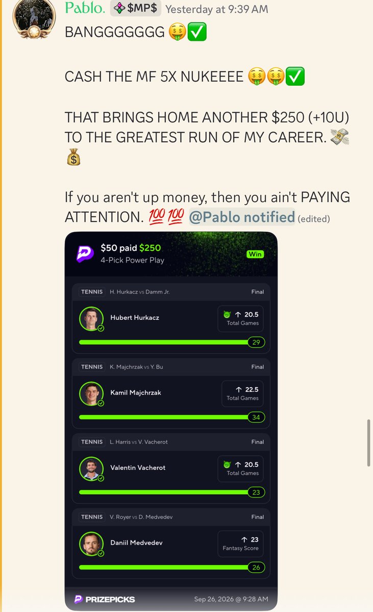 thebullpenbets's tweet photo. What an insane week in the discord across multiple mods and multiple sports‼️ Join for all the FREE plays
https://t.co/ZjeIJZcmaL
#gamblingx #sportsbetting #prizepicks #underdog #freeplay #draftkings #fanduel #NFL #Football https://t.co/nJgtdWJ2ZE