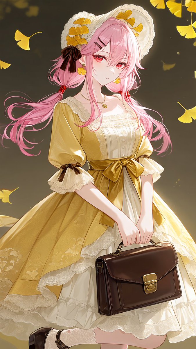 rei_genart's tweet photo. 🐀AIファッションセンター・ねずみさん！

「Golden Ginkgo — 銀杏ロリィタ」のプロンプトお借りしてPixAIで生成しました。可愛くて綺麗です。 https://t.co/7SthhxJvxa