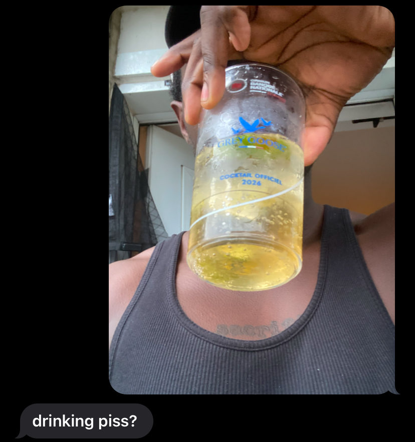 peppergasm's tweet photo. *we sippin piss https://t.co/D86Pv9OzLp