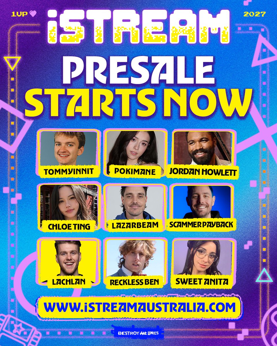 iStreamAus's tweet photo. PRESALE IS LIVE ๐๏ธ
Tickets to iSTREAM Australia are on sale NOW.
Get yours at https://t.co/BleODkbwQV
๐ Melbourne, Jan 23โ24, 2027
#iSTREAM #iSTREAMAUSTRALIA https://t.co/g3Gbr1SsBl
