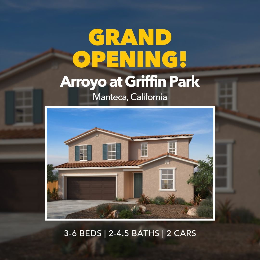 kbhome's tweet photo. #KBHome is happy to announce the grand opening of Arroyo, a new-home community within the Griffin Park master plan in Manteca, California. 

The new community is close to shopping, dining and entertainment in downtown Manteca.

Learn more. → https://t.co/ipdcrfQjD2 https://t.co/GzdzrXG3zI