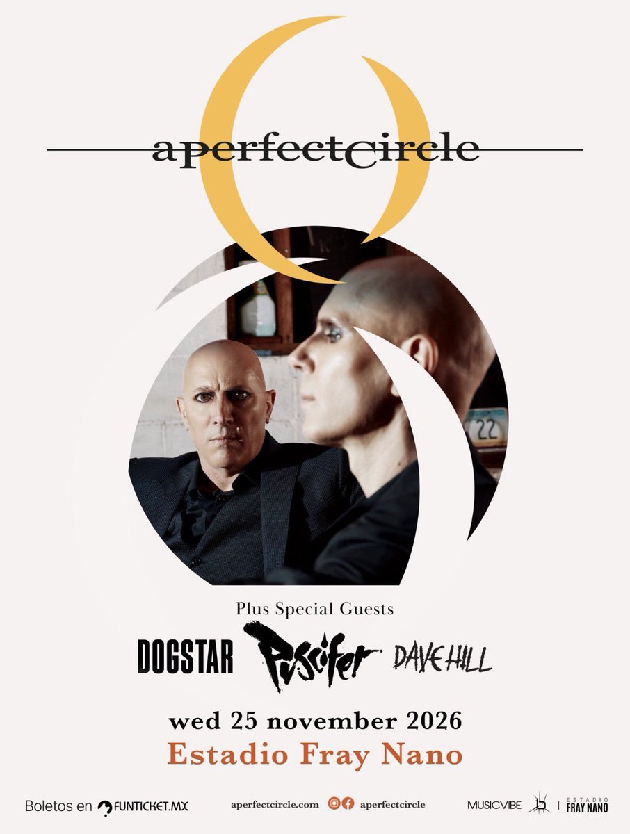 dogstarband001's tweet photo. We’re thrilled to announce that we’ll be joining @aperfectcircle in Mexico City on November 25th alongside @puscifer and @mrdavehill 🇲🇽 

Tickets on sale now! https://t.co/b3jOJOIXP1