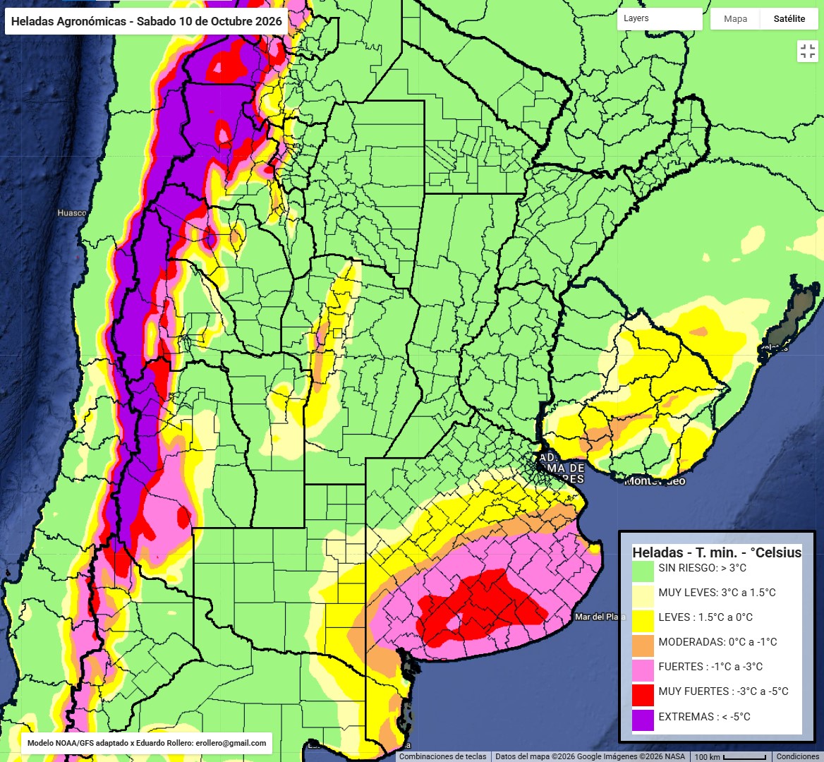 eduardo_rollero's tweet photo. Estar atentos a los anuncios del SMN, posibles #Heladas  según salida 0Z 28/09/2026 modelo #GFS americano para el 9, 10 y 11 de Octubre próximo. #Forecast #GEE #EarthEngine #frost #siniestralidad https://t.co/PKqtHraFwk