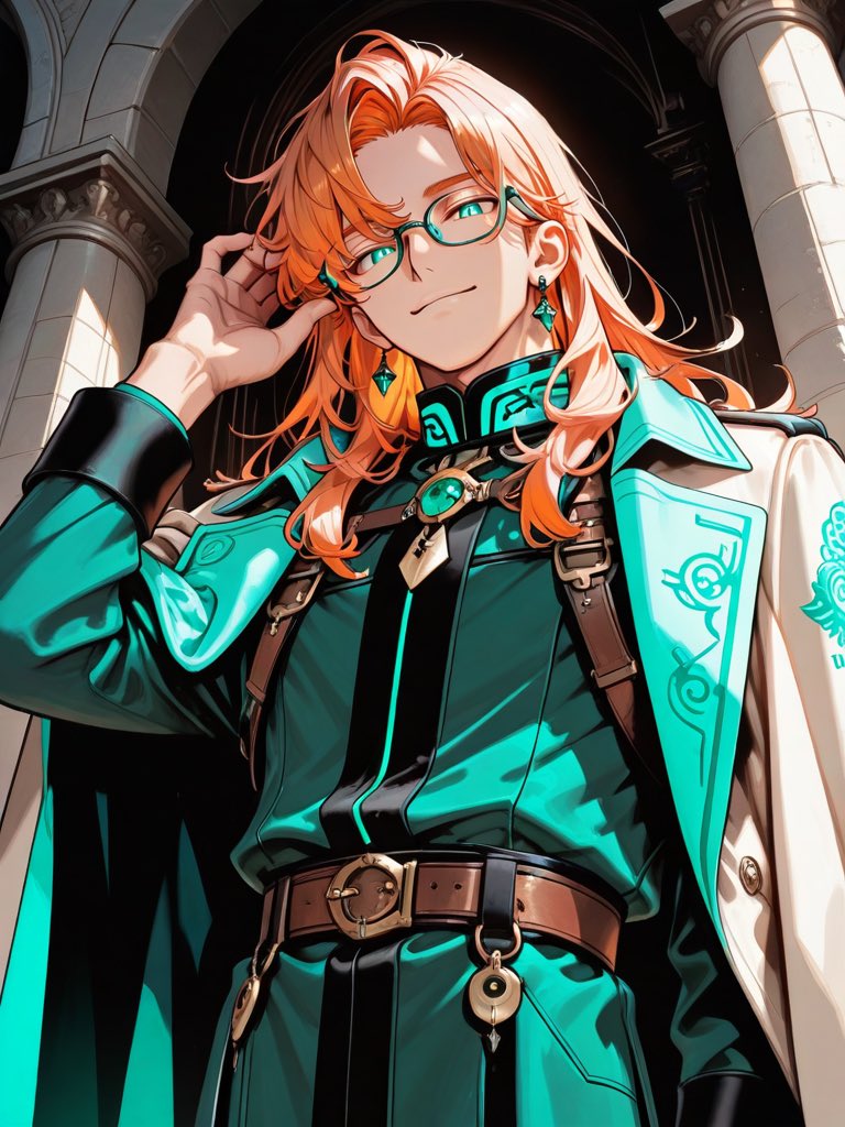 papycolab's tweet photo. 神の刑事を召喚⚡

Neon Orangeのシャギーヘア×ミリタリースタイル。
眼鏡＋ピアス

飄々としていて掴みどころのない神様
こういう組み合わせって自分じゃ考えないよな

#CARABLENDER #AIイラスト https://t.co/64i3jMn02w