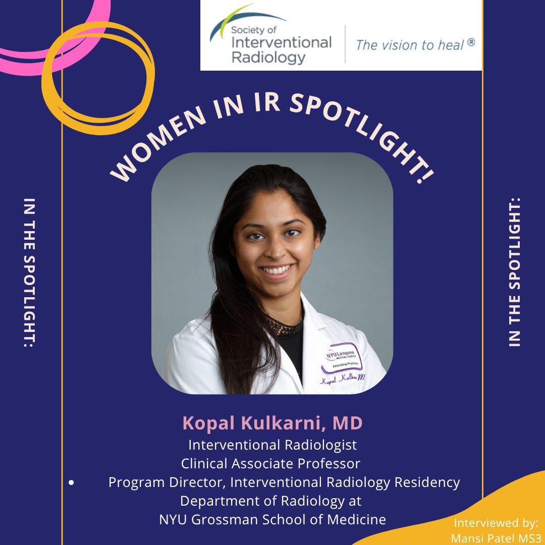 SIRRFS's tweet photo. We are honored to feature Dr. Kopal Kulkarni, Clinical Associate Professor &amp; Program Director of IR at NYU Langone, facilitated by Mansi Patel, MS4 at Drexel University College of Medicine. Dr. Kulkarni is a true role model in leadership. https://t.co/Lggd1T5iRm