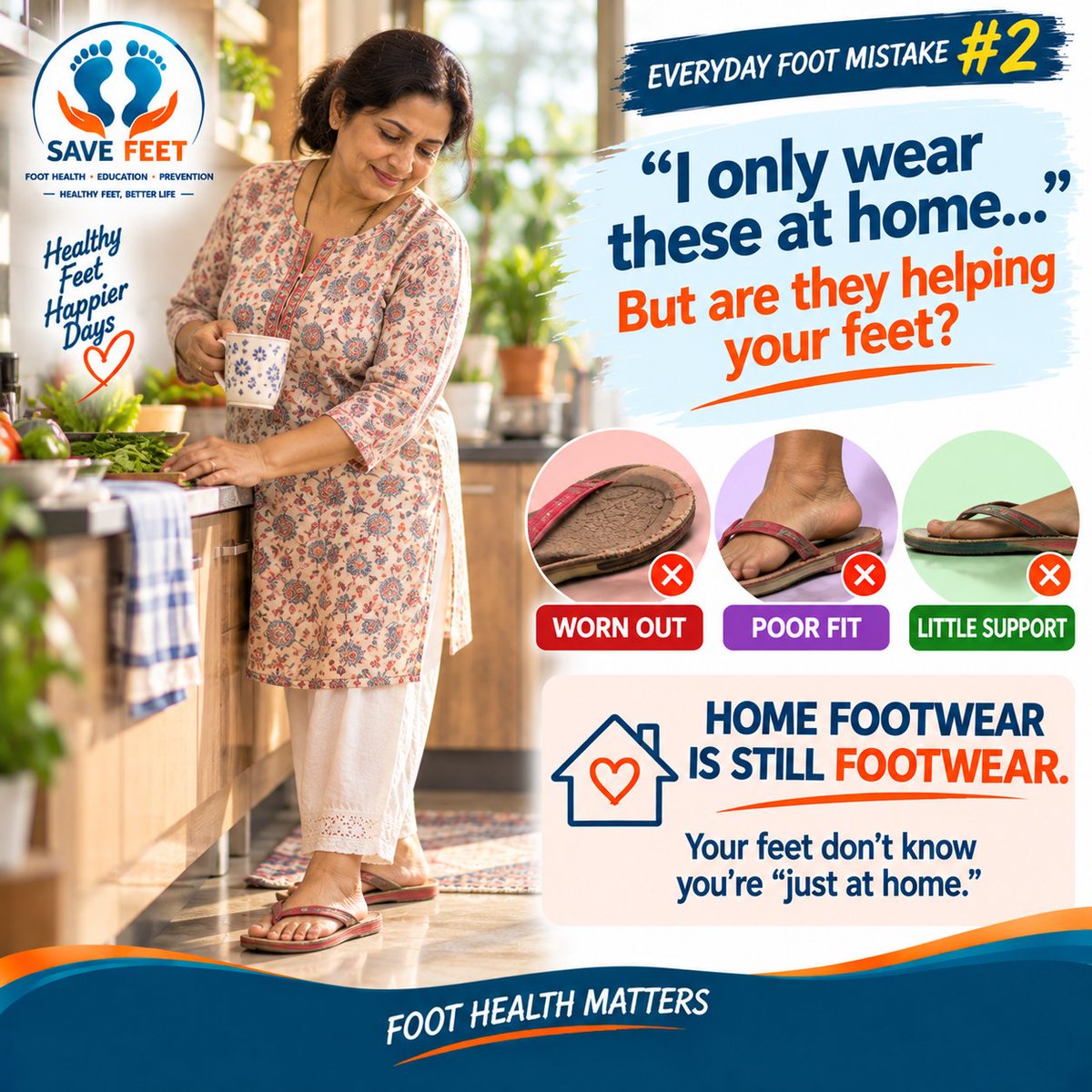 podashish's tweet photo. Home footwear is still footwear.
Next time you're at home, look down. ๐
What are YOUR feet wearing?
๐๐งก SAVE FEET โ FOOT HEALTH MATTERS
#SaveFeet #SaveFeetIndia #FootHealthMatters #EverydayFootMistakes #HomeFootwear #Slippers #Footwear #FootHealth #HealthyFeet #FootCare https://t.co/QEw1a8IFDy