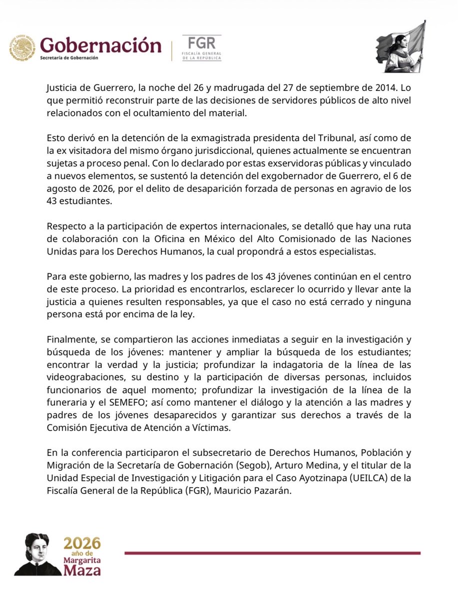 SEGOB_mx's tweet photo. #SEGOBInforma 📢
Nuevas líneas de investigación científica impulsan avances en el caso Ayotzinapa

Comunicado: 📄 https://t.co/tdqrYW6XyB https://t.co/65sgZKNNMR