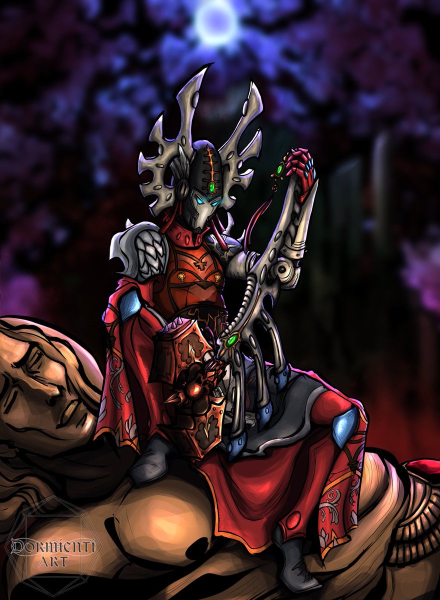 dormienti_art's tweet photo. Before the Rogue Trader DLC 4 announcement, CMs shared sneak peeks. We were wildly guessing the new companion and ToxicBulb used them to create a 'miracle' named Exodia. Art started before Stella’s reveal.  Reference attached in case you missed this gem!🌚 

#fanart #rogue_trader https://t.co/P5rpG10Kdz