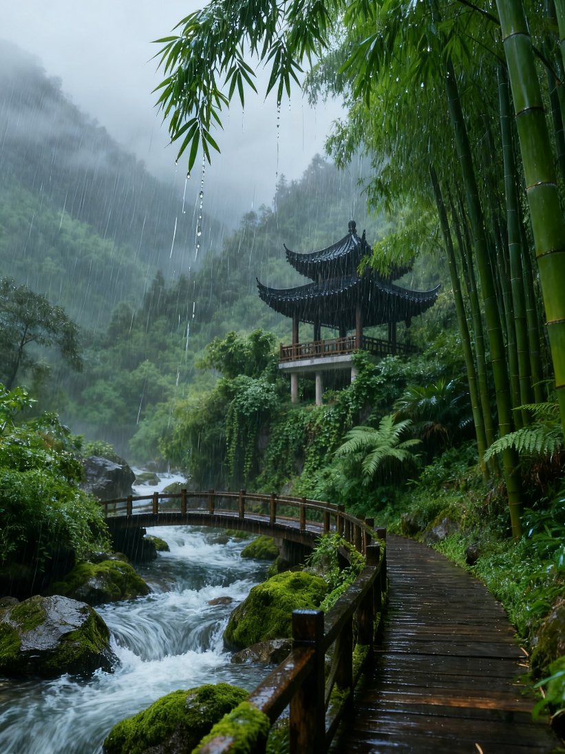 wave_rosem_41's tweet photo. In the bamboo grove, the young seed gently rests by my inkstone—my qin’s sound lingers, then a blade cuts the still air. https://t.co/bXFqPHsre0