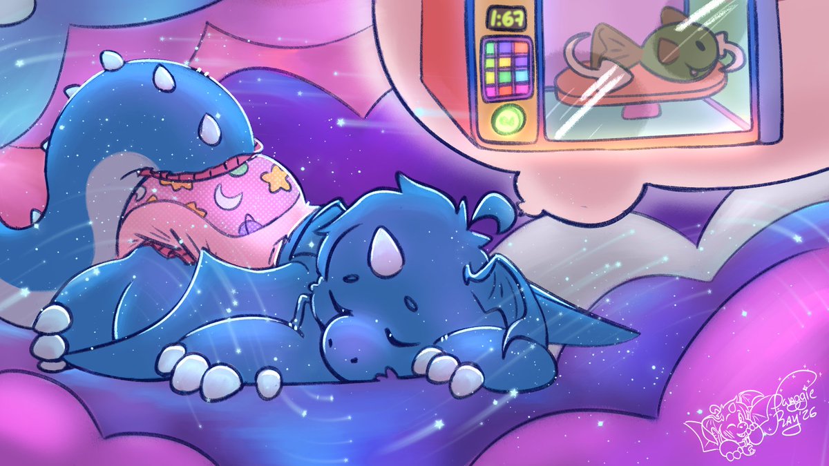Draggie_Ray's tweet photo. Here we see a dwaggie in their natural habitat... eepin'
They seem to be dreaming of fih.. rotating for eternity in a microwave...

A silly I made as a offline screen for my streams! Done while testing said streams! I'll try to announce when I go online in the future https://t.co/loYI8jOlBx