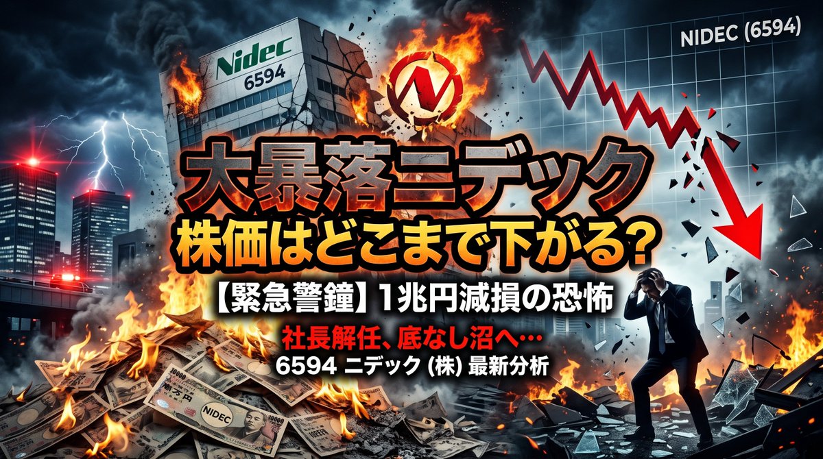 yapparifire's tweet photo. ニデック(6594) 昨日ストップ安。
社長解任と1兆円減損は「報道」だけでなく、会社が一部認める。

株価はまだ下がるのか。

続き↓ https://t.co/ujFDMA5pRQ