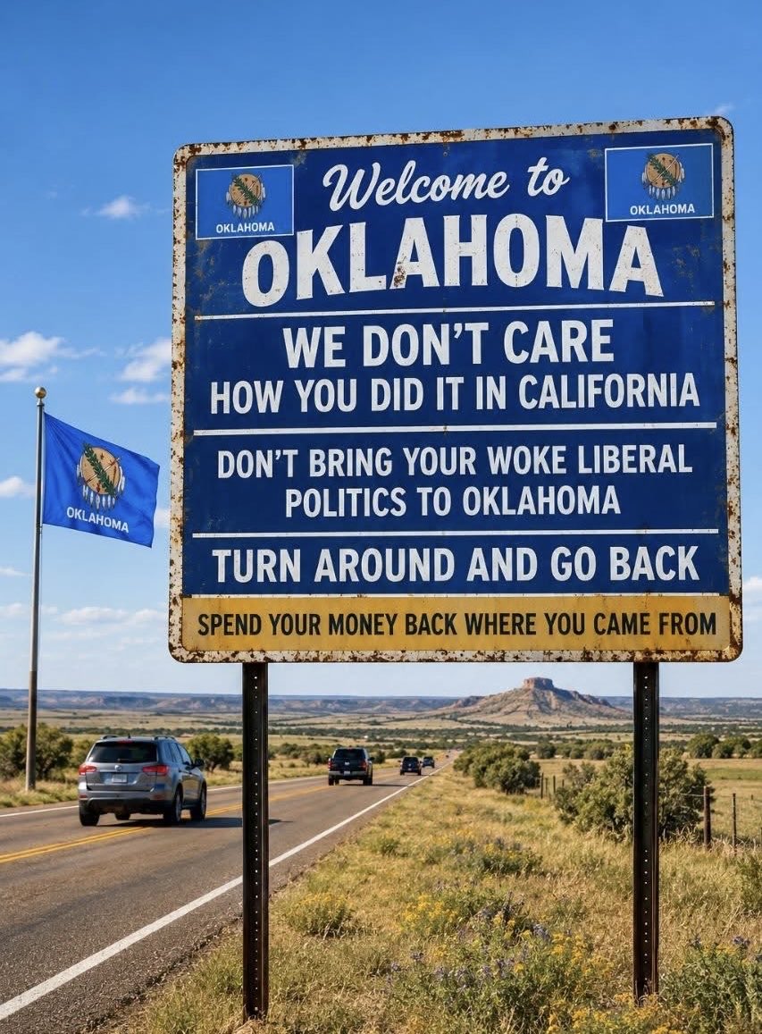 thewriterme's tweet photo. Two thoughts. 

1. Bring back Oklahoma’s original signs like below. 
2. Texas also needs this sign- ASAP https://t.co/QDyswpjP3s