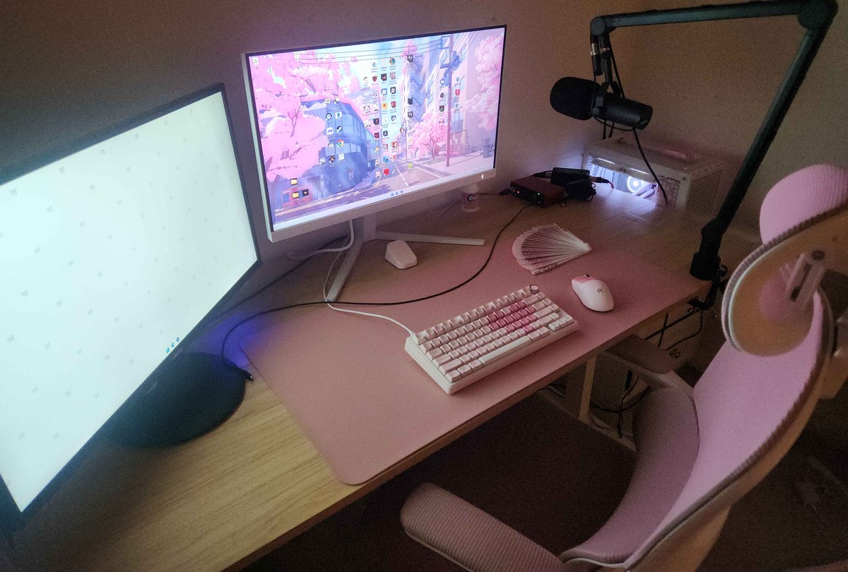 NekumaVT's tweet photo. I've officially joined the dual-monitor club!! Does it look nice? Now I can view chat during streaming, and I look forward to it (rather than my usual habit of peeping at my phone..) https://t.co/UO9u8bphG5