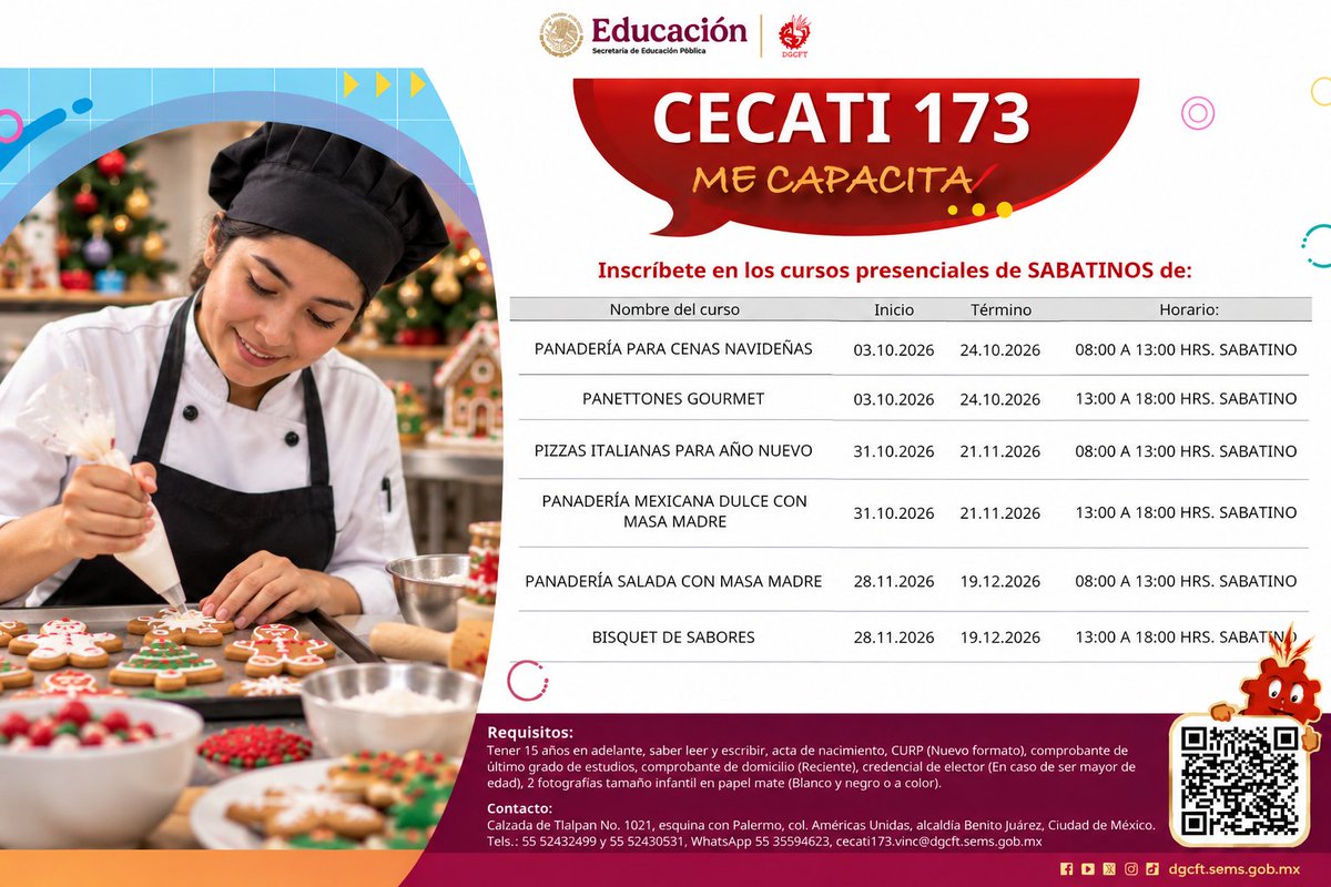 173Cecati's tweet photo. #cecati173 #TeCapacita en #Alimentosybebidas #Inscripcionesabiertas. Contáctanos al 55 35594623
https://t.co/kSVTZ7YVZv https://t.co/55EZrS6csE