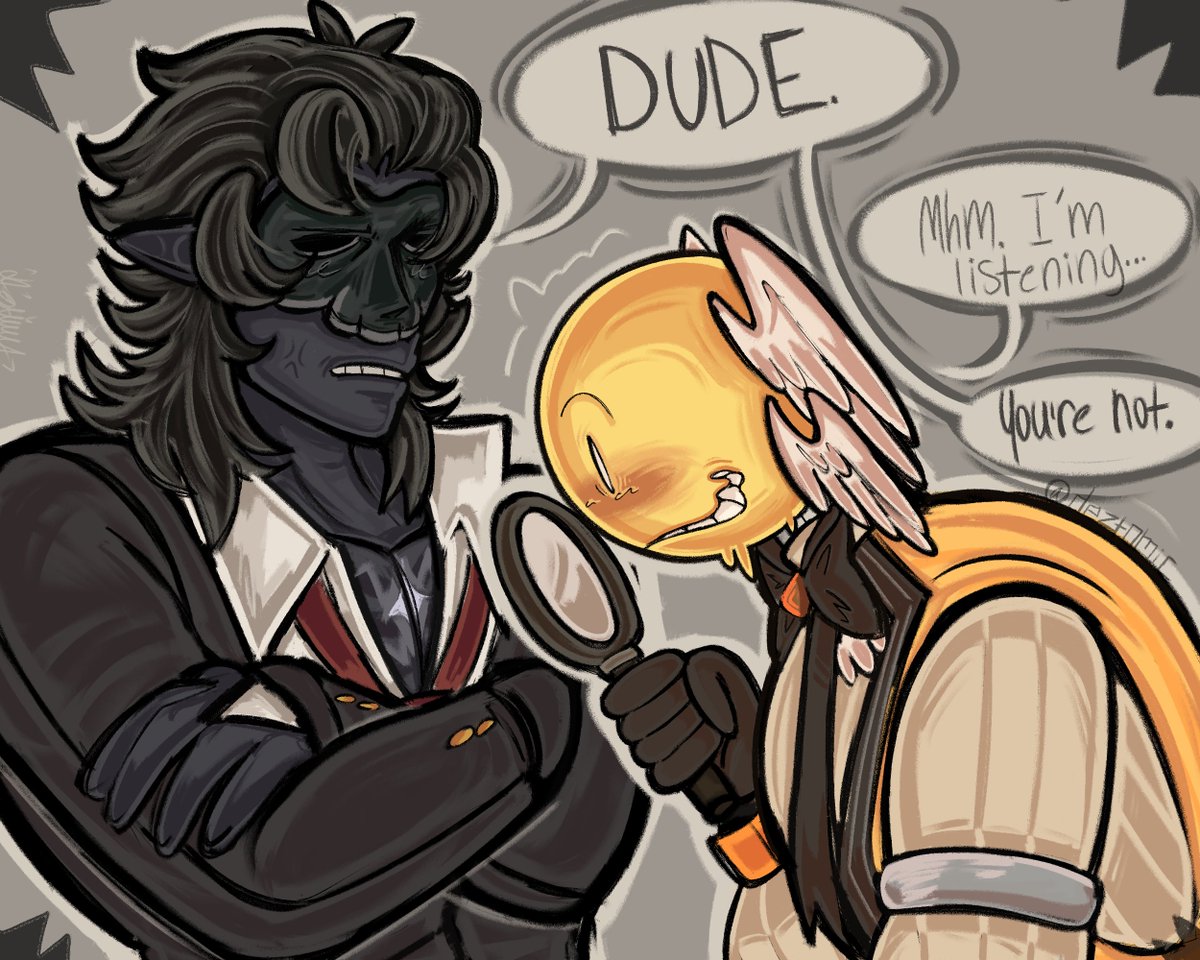 deztomic's tweet photo. I couldnt render in my other style cause I need to be still for it. My cat, I mean my manager. was balancing on my shoulder. 😭 But I did do some experimenting

I rendered over the sketches. I really like this brush. I have more but it's oc art.

#groxmc #grox #verity #verityau https://t.co/7FC8ROy3rP