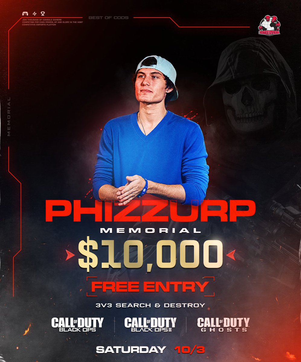 ConsoleKings's tweet photo. $10,000 3v3 S&amp;D Best of CODs @PHiZZURP Memorial Tournament

⏰Saturday, October 3rd at 4pm ET
💸$10,000 Prize
🎟️Free Entry
🏆Black Ops 1 / Black Ops 2 / Ghosts
🎮Playstation https://t.co/VQ0U03vmoo