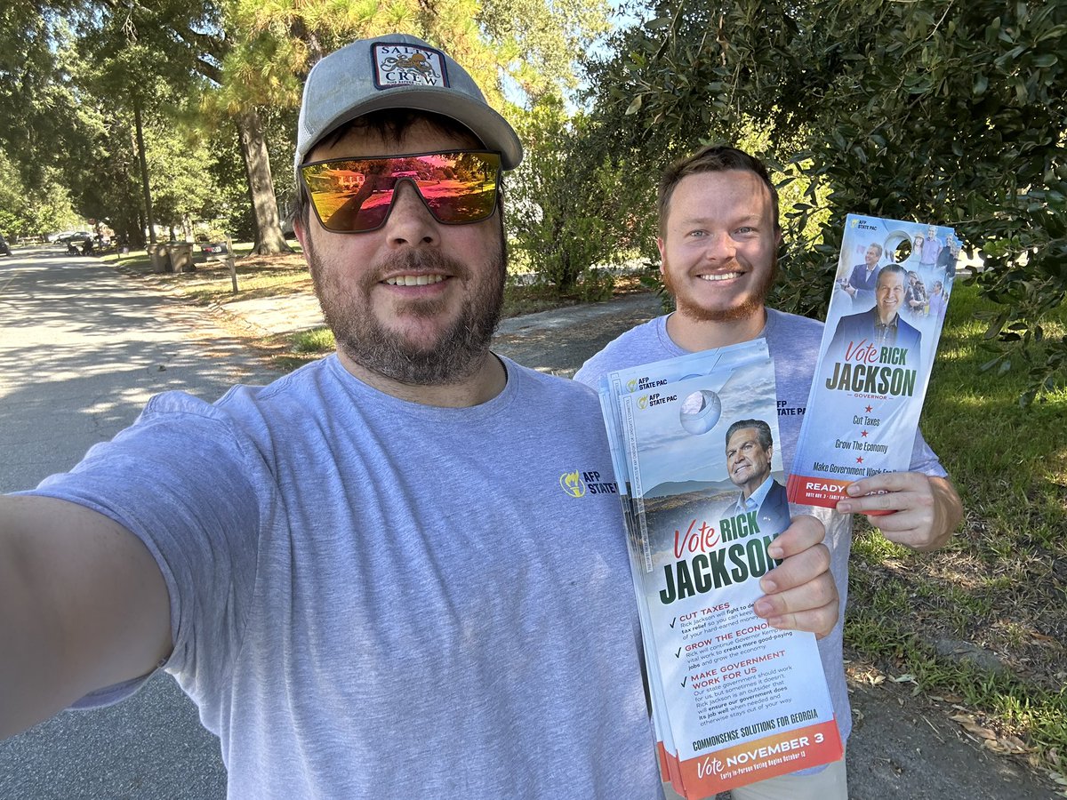 AFPGeorgia's tweet photo. It was a great day on the doors for the AFP State PAC team! They were all over Georgia today, talking to voters about the need to elect Rick Jackson for Governor! Great work yall! #gapol https://t.co/egHMnhV3xX