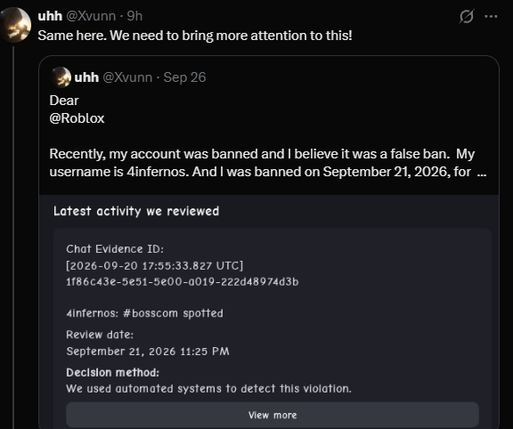 GoatofrivaIs's tweet photo. No heads up just a sudden ban wave, words that been allowed for ages to promote clothing and talk abt avatar styles, and all of a sudden without warning they term people for them. I'm one of many victims. Please look into this. @Roblox_RTC @Roblox @RobloxCreators #roblox https://t.co/9kW9bTg892