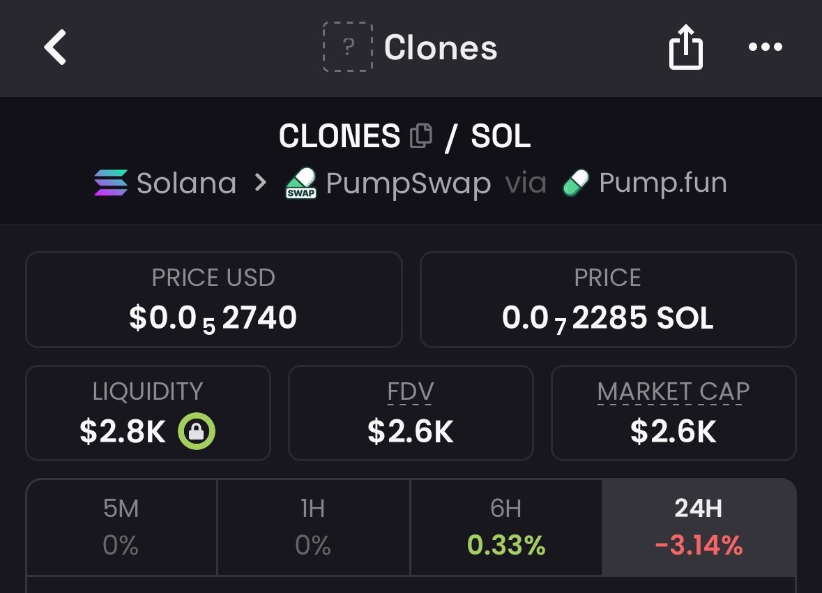 ASTRAsol4's tweet photo. Monitor your entry on  $CLONES
CA

4akevTN2EaqUKDT2jhcRH4oRk5cppwRdaE5MGoT8pump

Call on private telegram 🖨️🖨️
#solana #robinhood #memecoin #memecoin1000x #fomo https://t.co/3Q28ECKptk