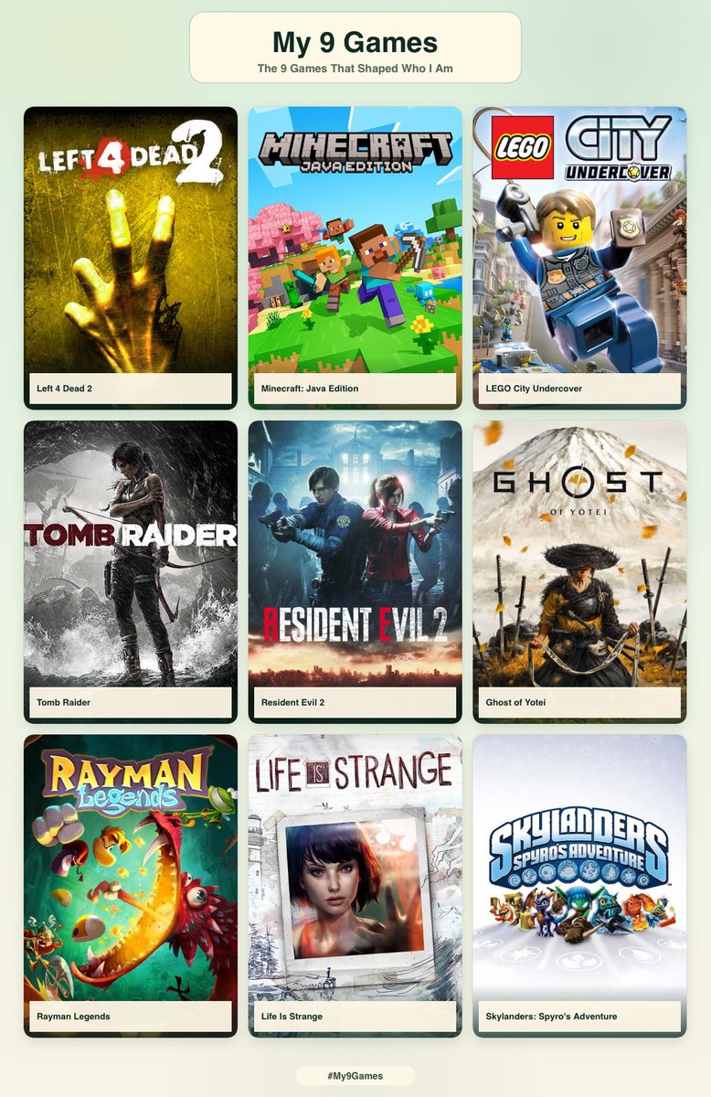 Xrayspex309's tweet photo. The 9 games who shaped me or whatever 🙏🙏 https://t.co/QAeF1dGWmi