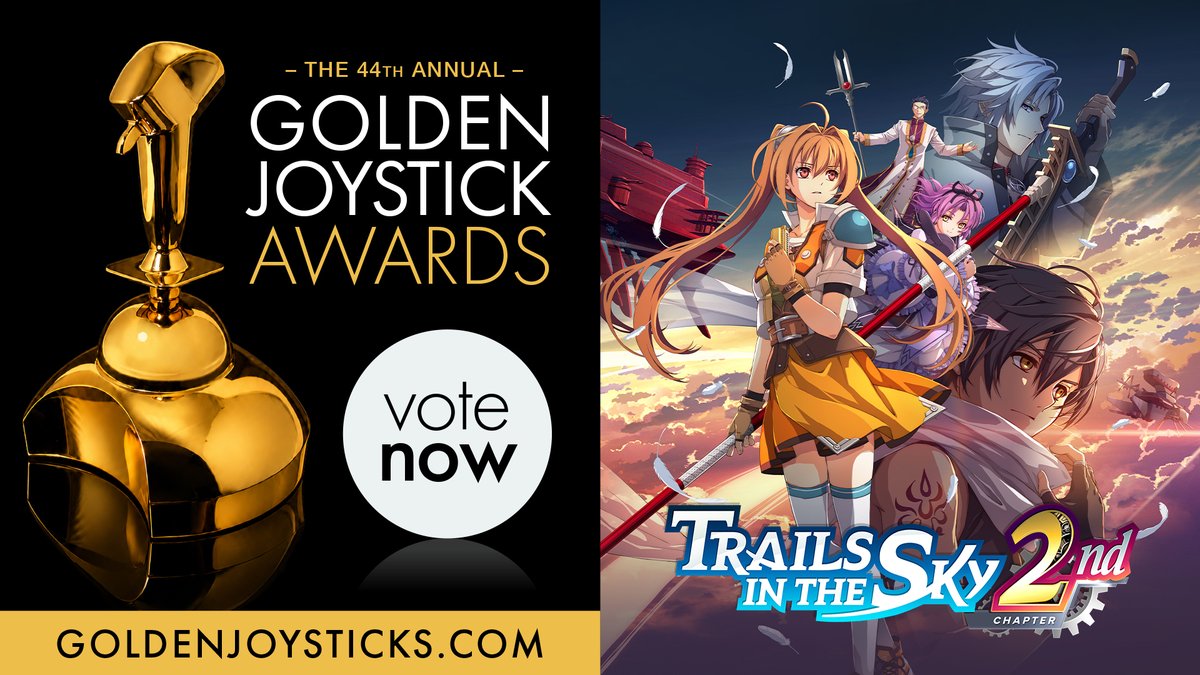 GungHo_America's tweet photo. We're honored to announce that Trails in the Sky 2nd Chapter has been nominated for Best Remake/Remaster at the @GoldenJoysticks! 🎉

Vote now, bracers: https://t.co/lIxQM5zDWZ https://t.co/2sHvTJSALE