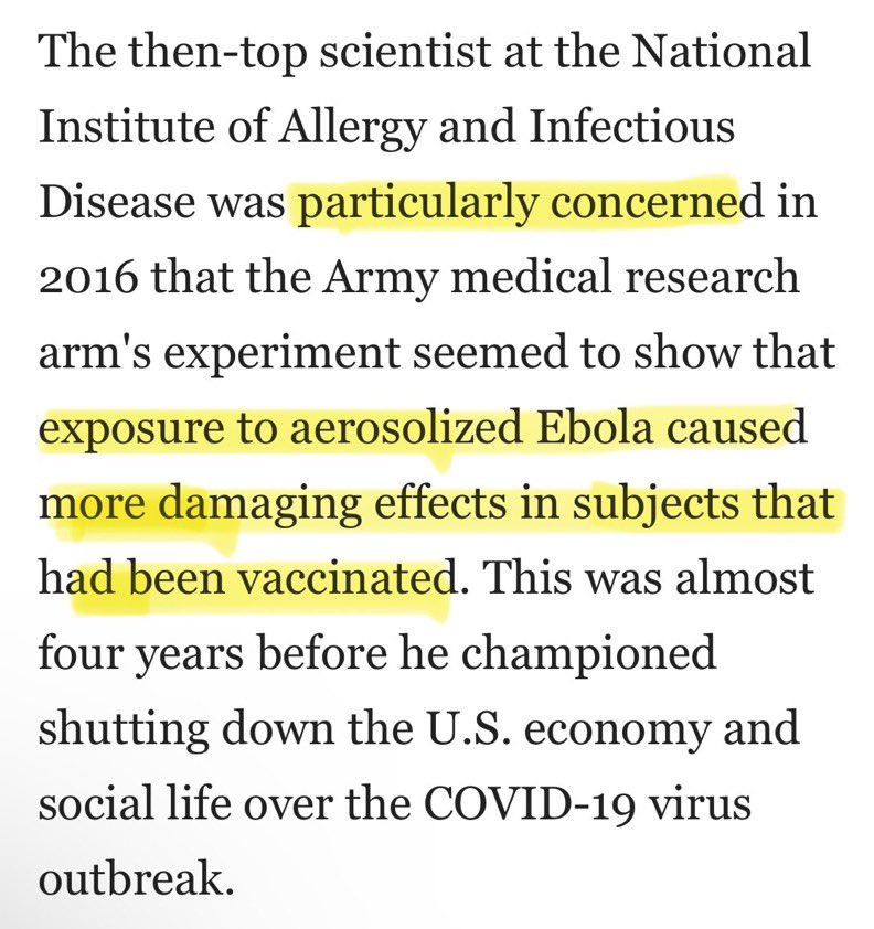 gewoonmerels's tweet photo. ☎️ Dus het Amerikaanse leger heeft ebola in luchtdeeltjes gestopt zodat dieren besmet konden raken door het inademen van lucht. 

Gevaccineerde dieren raakten zwaarder beschadigd door inademings-ebola dan ongevaccineerde. Tony Fauci ontploft, zeggend dat het allemaal geheim had moeten blijven om het vertrouwen in vaccins niet te ondermijnen.

Hij vies en smerig is dit 🤷👇