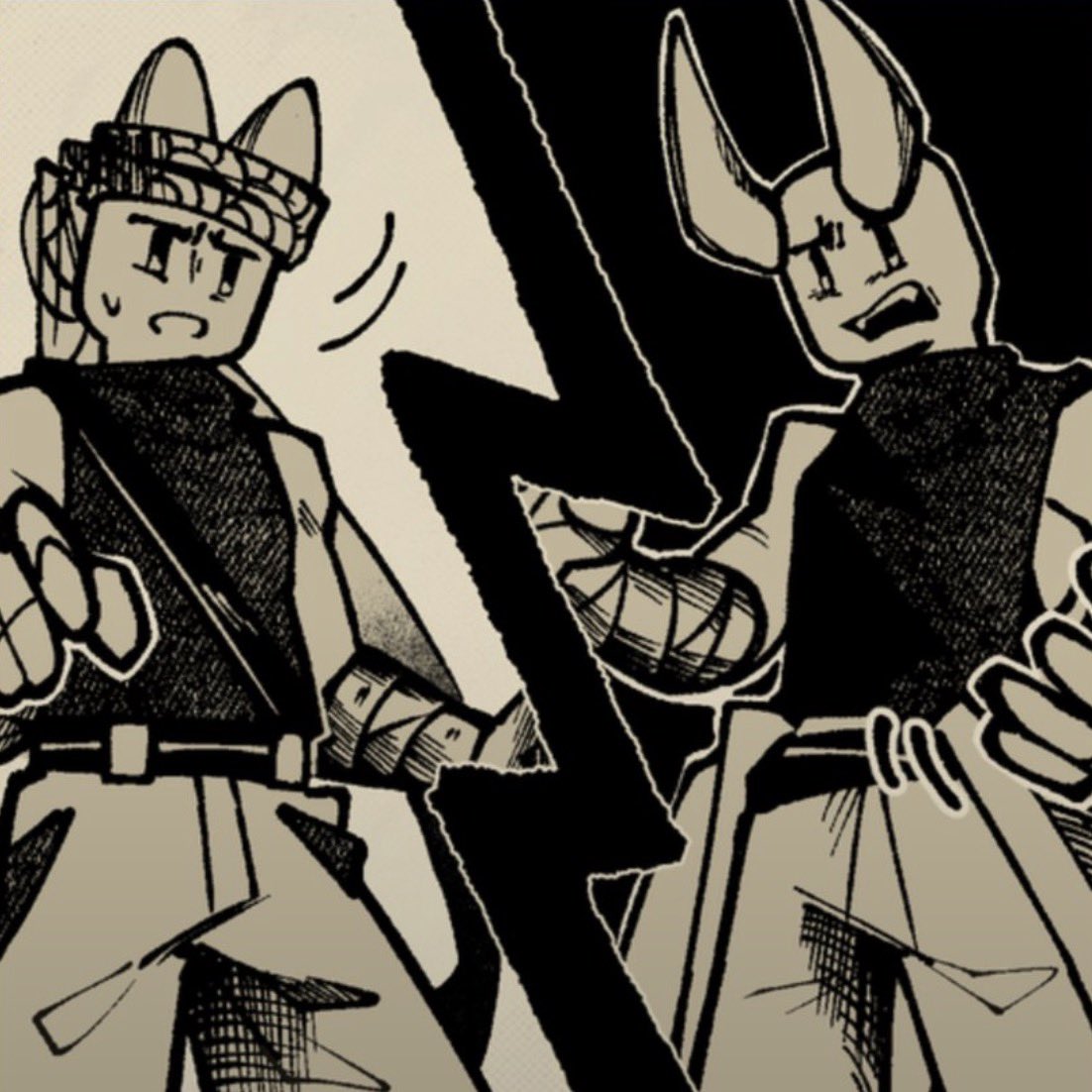 orcathenpenguin's tweet photo. Slingshot and Shuriken are so similar when it comes to their struggle for control and their identities/purpose in life. 

They both have such different views on how they want to live life that it’s slowly tearing them apart. Slingshot seems to have the upper hand in their— https://t.co/SzPEwK3i3N