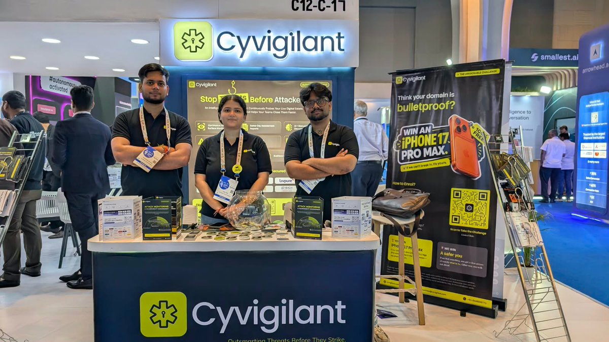 cyvigilant's tweet photo. At GFF 2026, Cyvigilant’s Alpha challenged organisations across fintech, BFSI, banking and other sectors to test attack surfaces. Several took part; exposures were responsibly reported within agreed scopes. Details remain confidential. Challenge is back. #GFF2026 #Cybersecurity https://t.co/lxVuvcV5NW