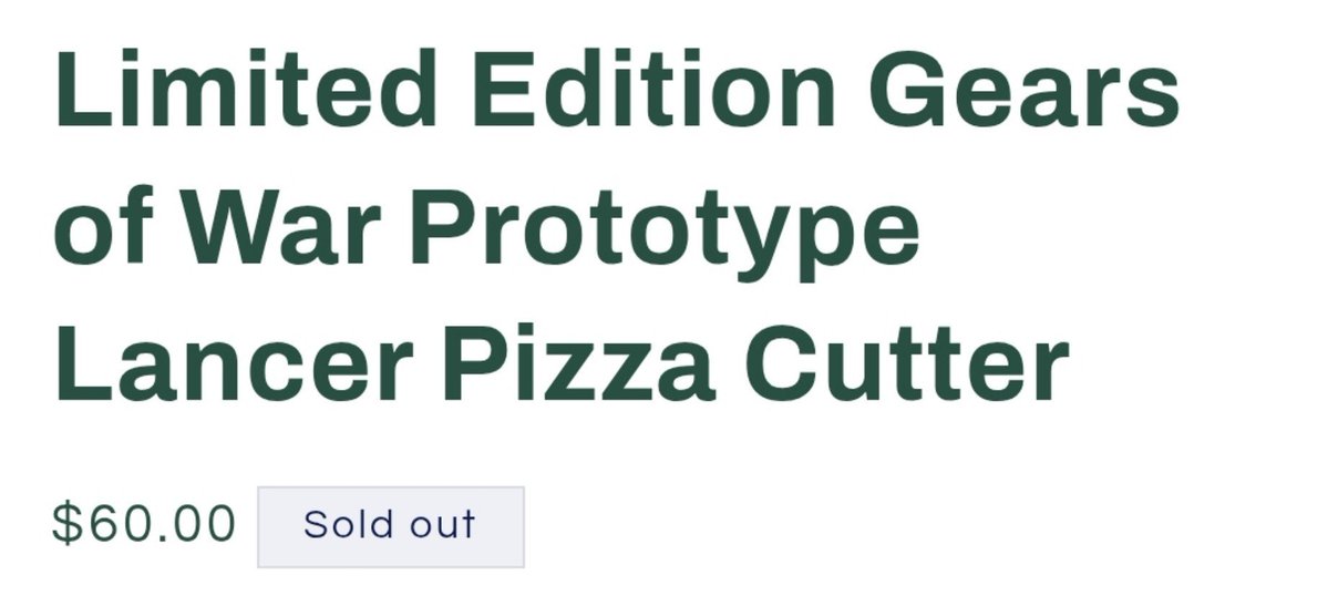 AnaAnsan3's tweet photo. Th Gears of War Pizza cutter has sold out ๐ณ๐
#XBOX
#XBOXGamePass
#XBOXPlayAnywhere https://t.co/GsDxhhaQ5h