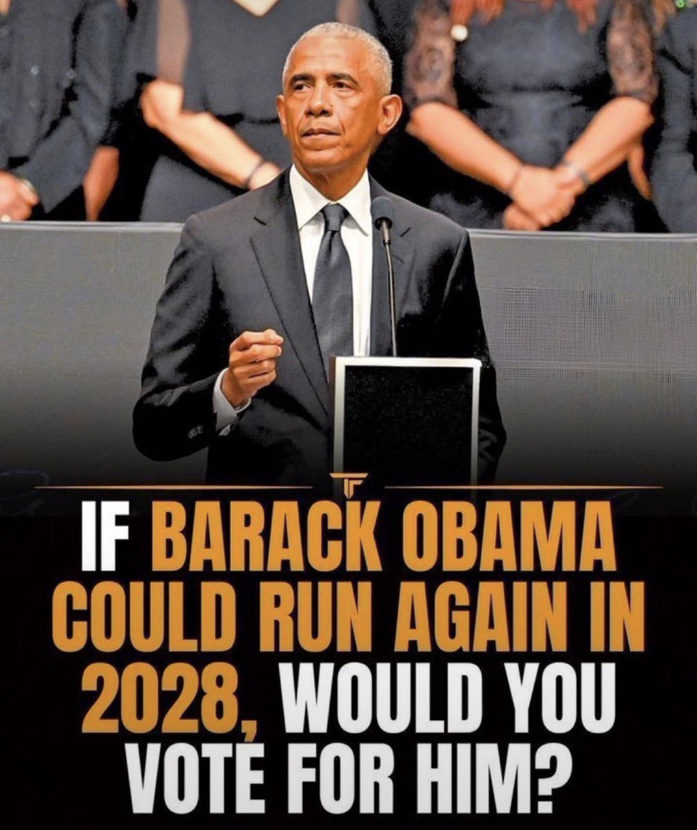 beast7910's tweet photo. IF BARACK OBAMA COULD RUN AGAIN IN 2028, WOULD YOU VOTE FOR HIM?

🟢YES 

🔴 NO
🇺🇸🇺🇸🇺🇸 https://t.co/My7LxoFoPZ