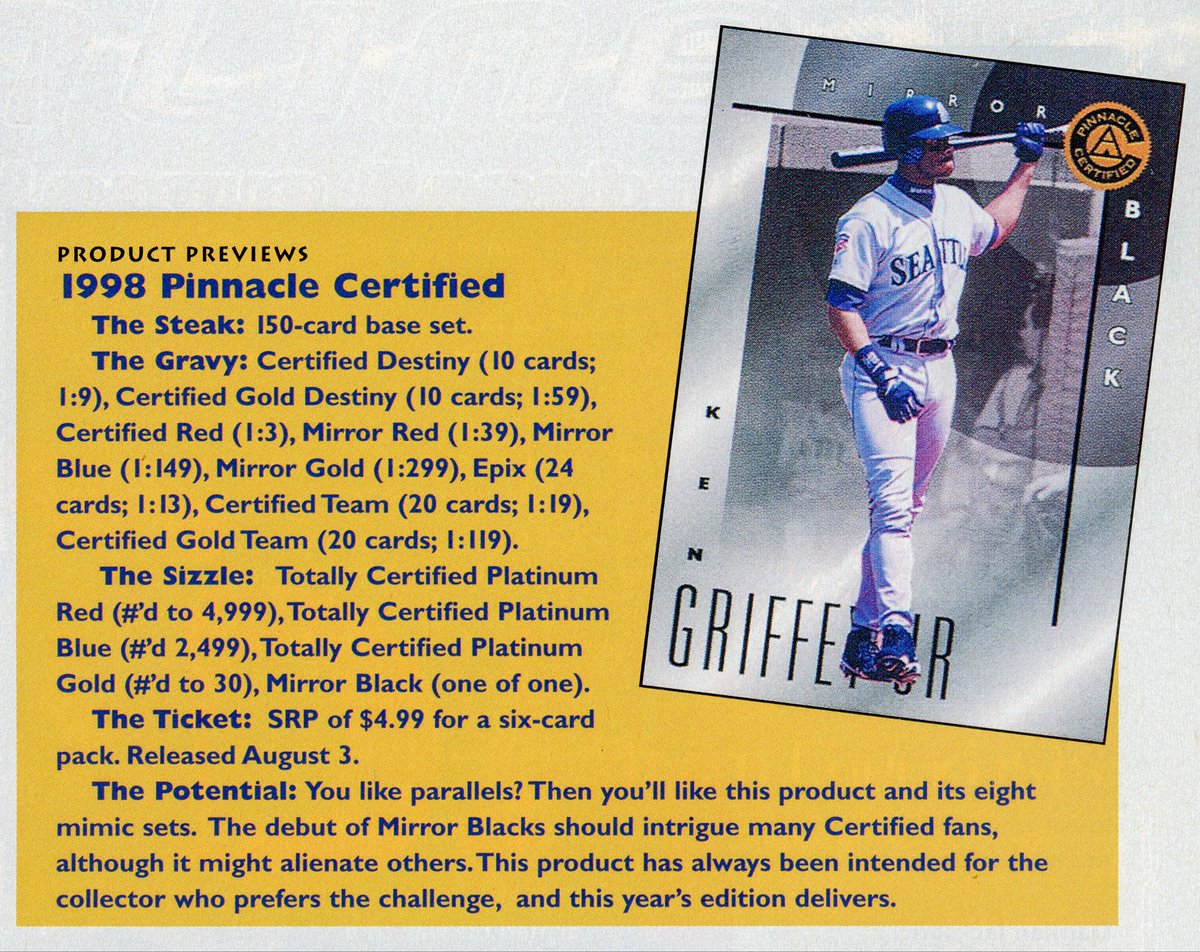 goudeygum's tweet photo. This is one you don’t see every day and one that was never supposed to reach collectors at all. No one knows for sure how many are out there but I have yet to see a public sale of this card.

1998 Pinnacle Certified Mirror Red Pedro Martinez

#PinnacleCertified #MirrorRed https://t.co/vnVbhfEJeE