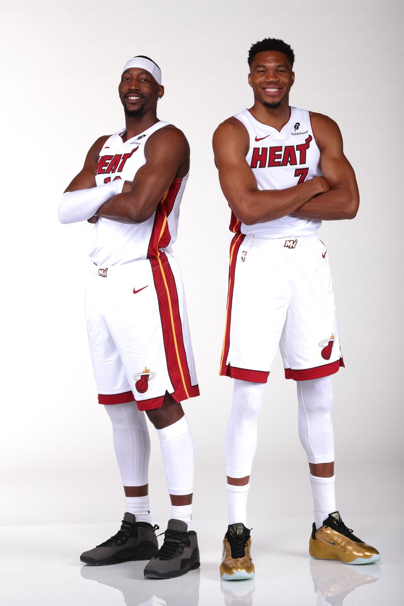 NBA's tweet photo. A NEW BIG-MAN DUO IN SOUTH BEACH 🤩

@Giannis_An34 x @Bam1of1 https://t.co/JEnXitrV0E