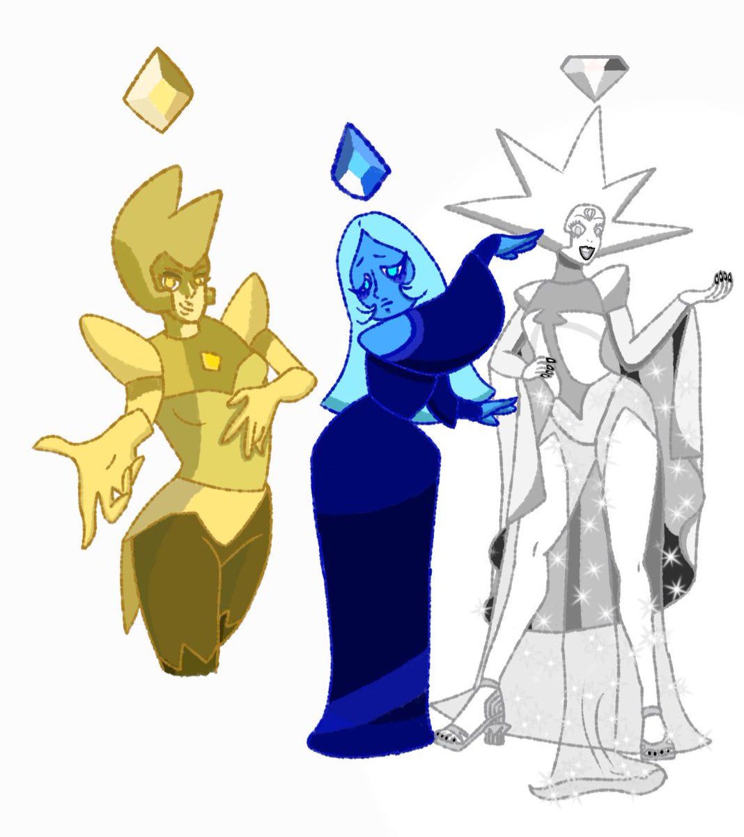 Alicefreelby's tweet photo. THE BEST STEVEN UNIVERSE SHOW EVER!#stevenuniverse #fanart #yellowdiamond #bluediamond #whitediamond #gems https://t.co/98RDzzJHPv